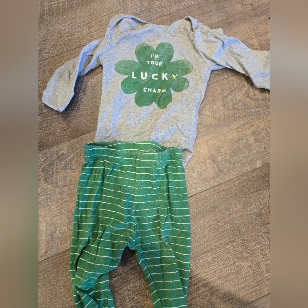 Gray and Green Baby Outfit